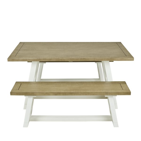 1.6m Extendable Dining Table with 2 Benches – White & Grey Finish - Image 4