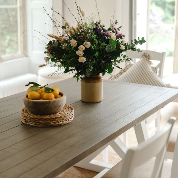 1.6m Extendable Dining Table with 2 Benches – White & Grey Finish - Image 3
