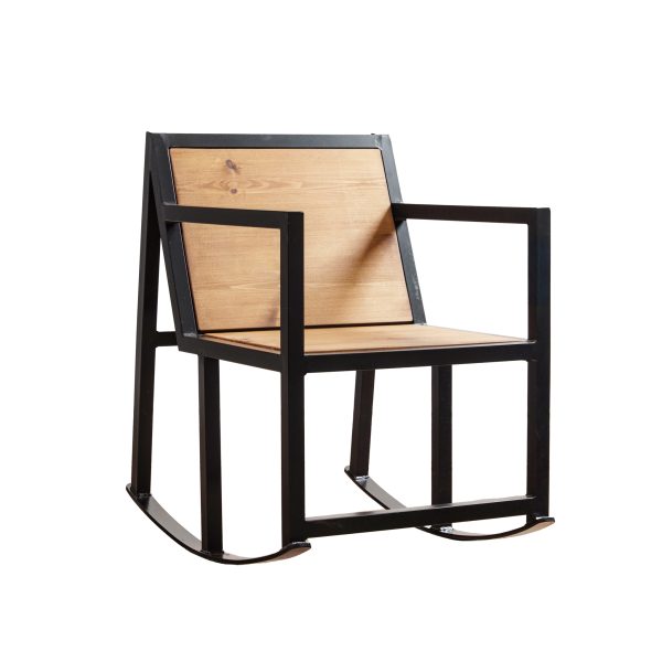Industrial Rocking Chair – Reclaimed Timber & Box Steel - Image 3
