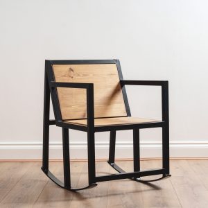 Industrial Rocking Chair – Reclaimed Timber & Box Steel