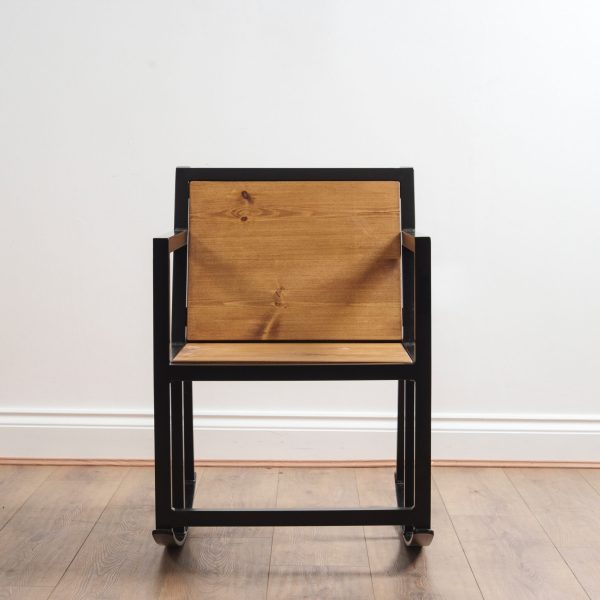 Industrial Rocking Chair – Reclaimed Timber & Box Steel - Image 4