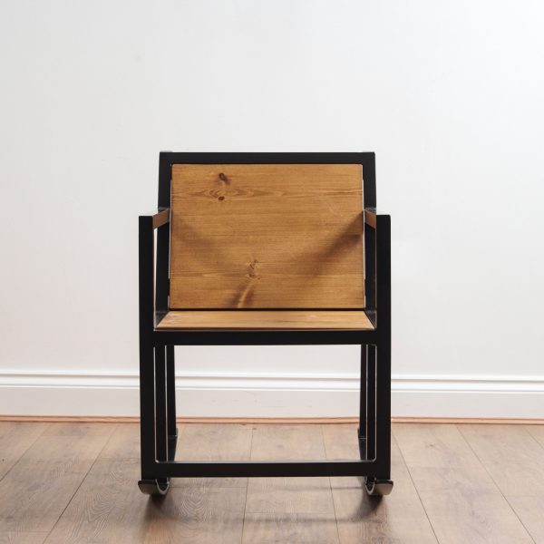 Industrial Rocking Chair – Reclaimed Timber & Box Steel - Image 2