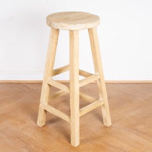 Tall Rustic Round Barn Stool – Reclaimed Antique Elm