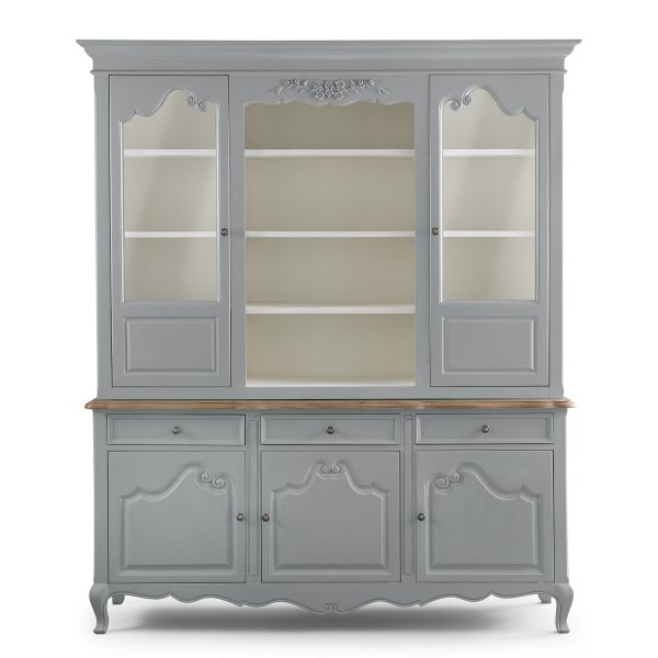 Large French-Style Glazed Display Cabinet – Distressed Painted Finish - Image 2